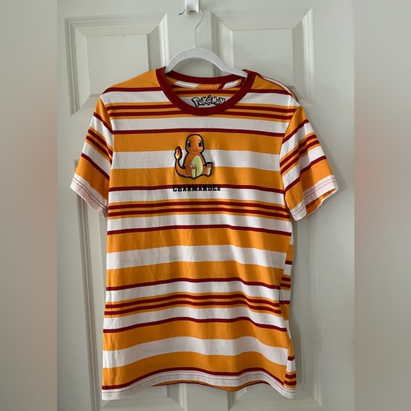 Pokemon Tops - Pokémon Charmander Striped T-Shirt - BoxLunch Exclusive Nintendo Cartoon Medium